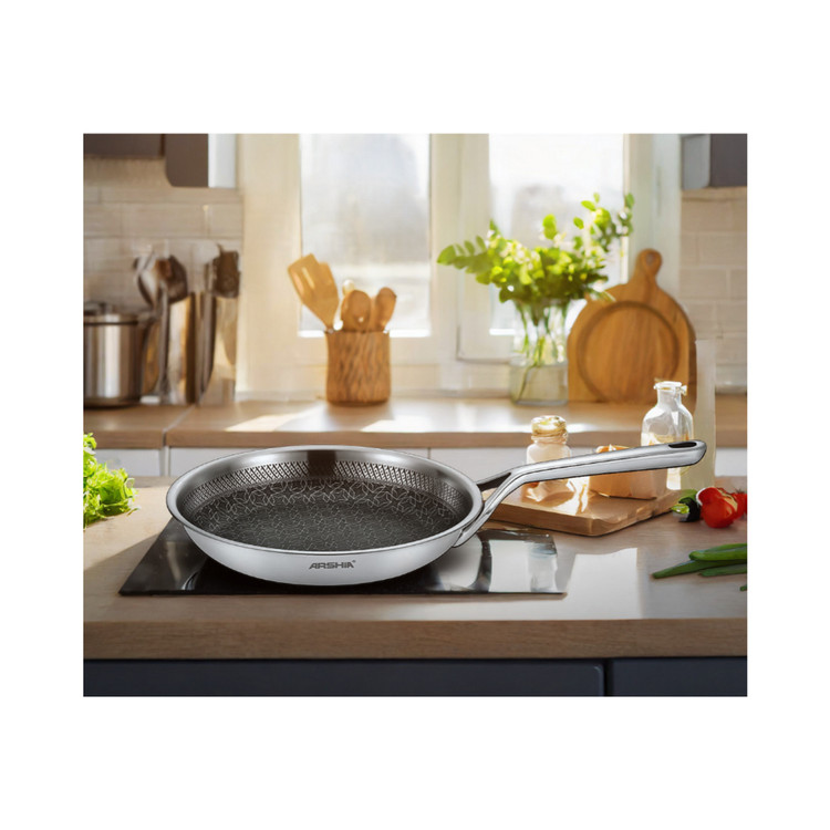 ماهی تابه استیل کف لیزری عرشیا 28 سانتی متری مدل SS050-3166