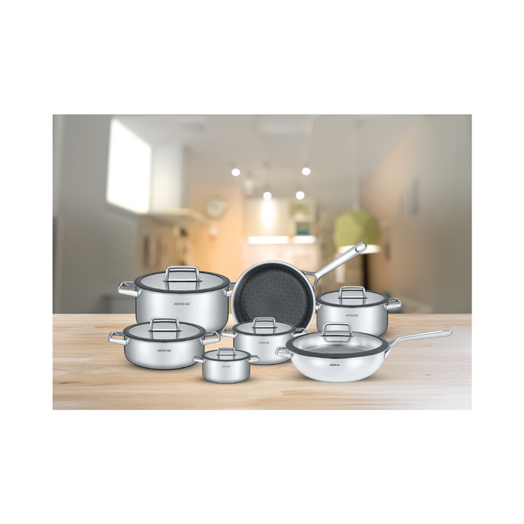 سرویس قابلمه استیل 13 پارچ لیزری عرشیا مدل SS050-3343