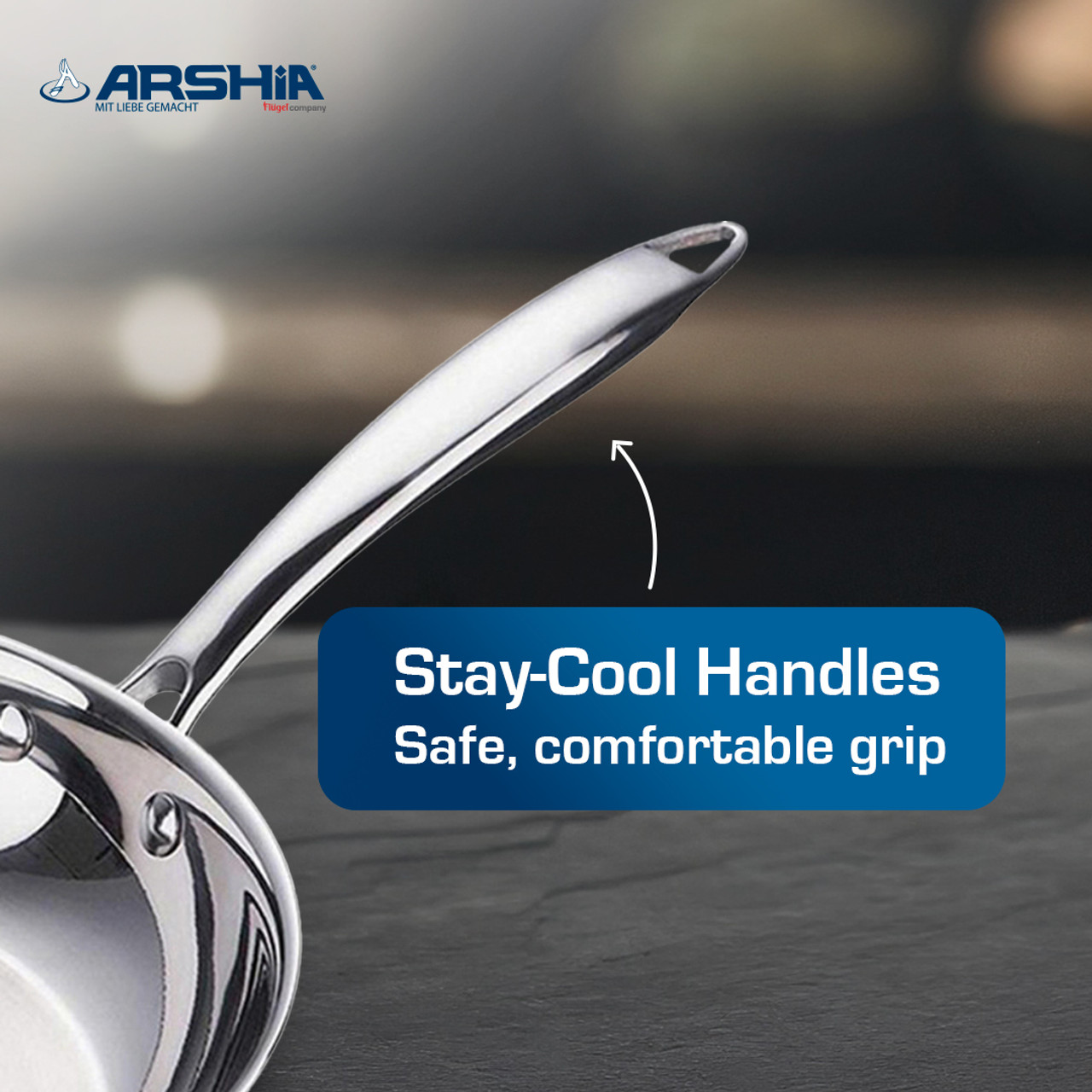 ماهی تابه تک دسته استیل 26 سانتی عرشیا ARSHIA مدل SS16-3566