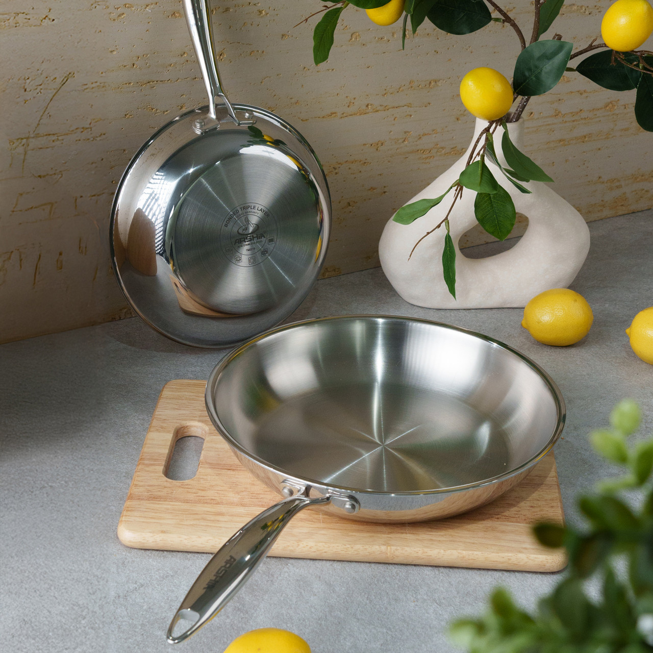 ماهی تابه تک دسته استیل 26 سانتی عرشیا ARSHIA مدل SS16-3566