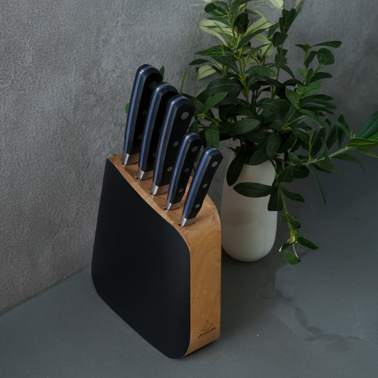 سرویس چاقو ۶ تکه پایه چوبی عرشیا مدل KS160-3550