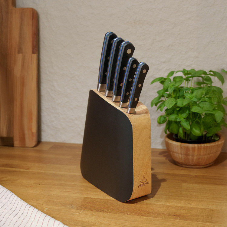 سرویس چاقو ۶ تکه پایه چوبی عرشیا مدل KS160-3550