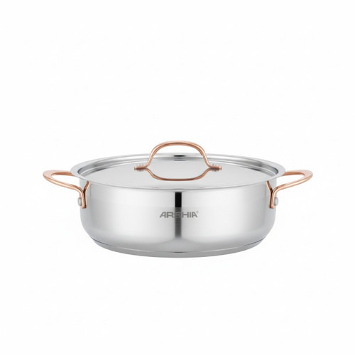 ماهیتابه دو درب استیل دسته مسی 32 سانت عرشیا مدل SS014-3315