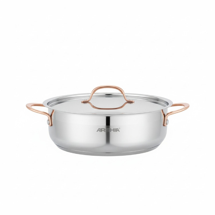 ماهیتابه دو درب استیل دسته مسی 32 سانت عرشیا مدل SS014-3315