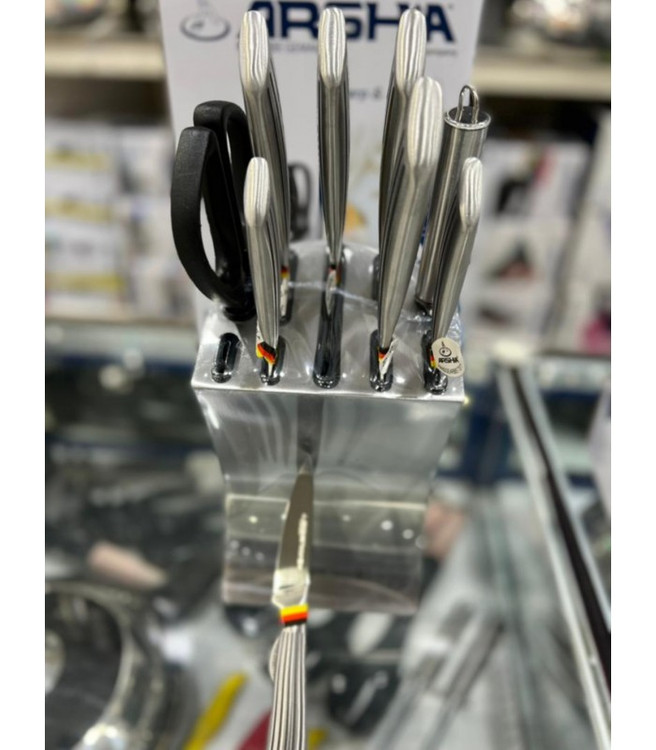 سرویس چاقو آشپزخانه عرشیا مدل K360-1742 تیتانیوم ۱۰ پارچه