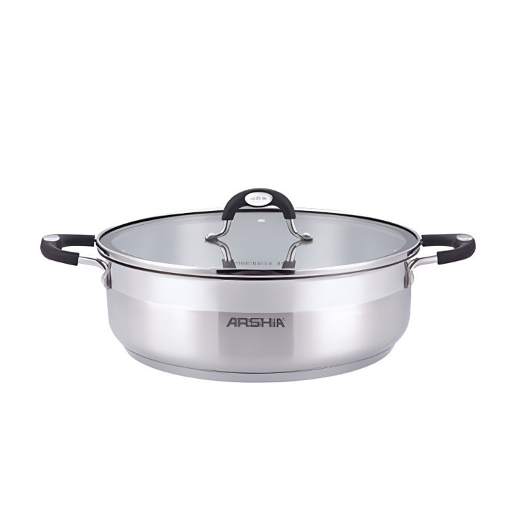 ماهی تابه دو دسته و دو درب 28 سانت استیل عرشیا مدل SS478-3086